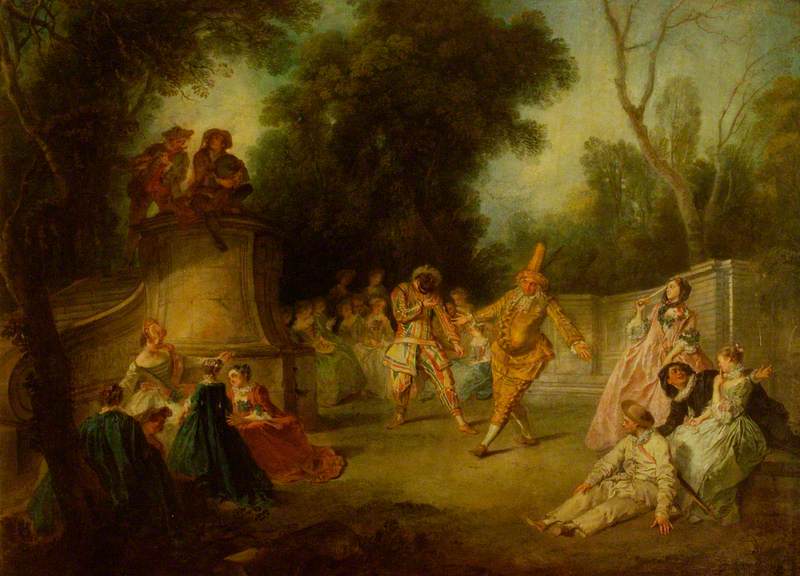 A Scene from the Commedia dell'Arte with Harlequin and Punchinello