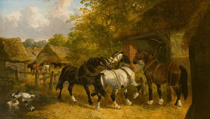 Workhorses in a Farmyard