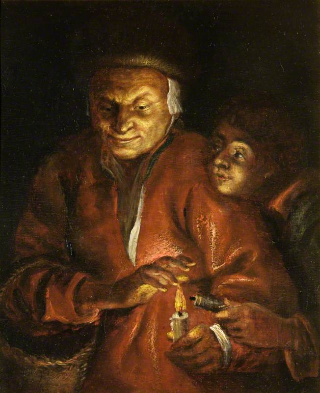 Old Woman and Boy with Candles