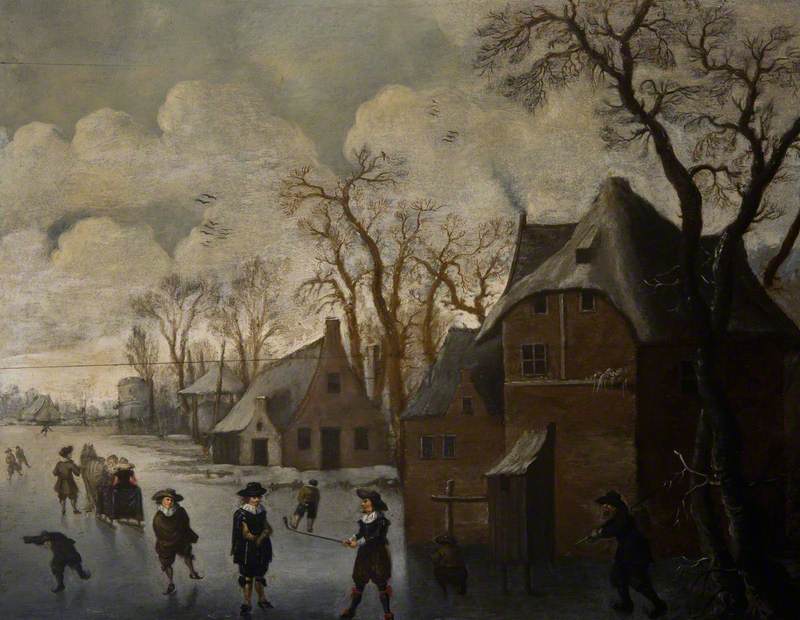 Winter Landscape with Figures on a River