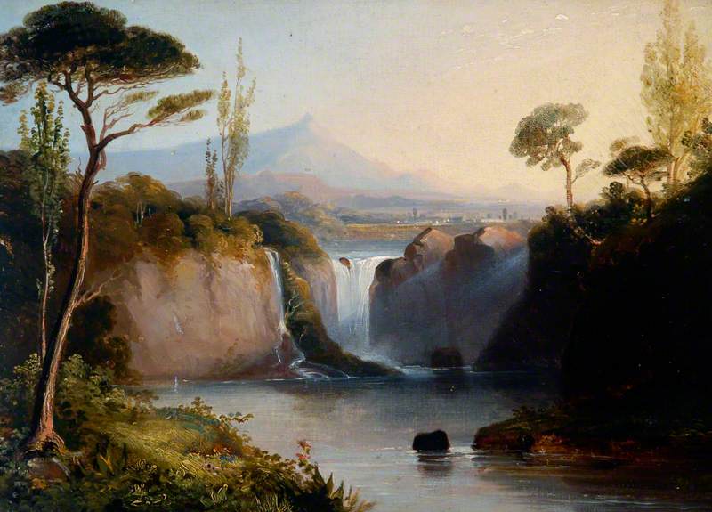 Italian Landscape with Waterfall