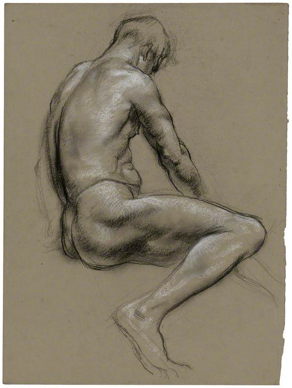 Dyn Noeth yn Eistedd / Seated Male Nude