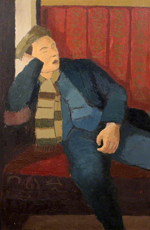 Man Sleeping in a Train