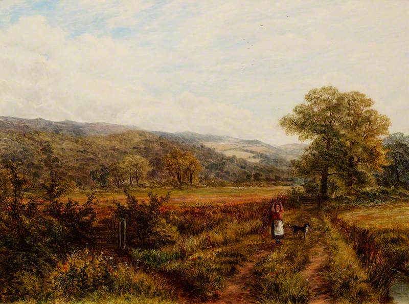 Picturesque Landscape with a Woman and Dog