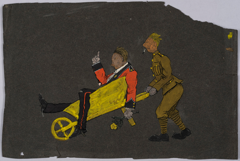Inebriated Subaltern Being Wheeled to His Quarters in a Barrow