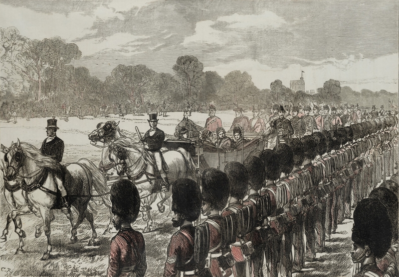 Review at Windsor of Troops from the Ashantee War: The Queen Passing along the Line