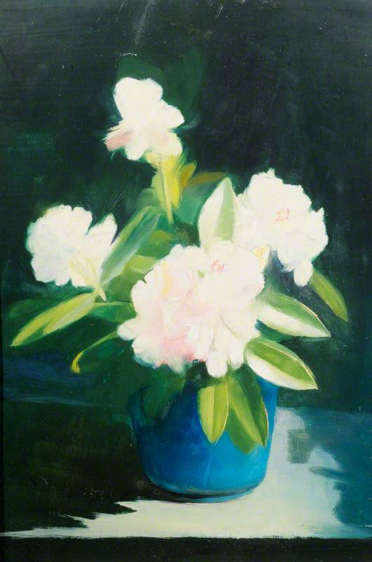 Rhododendrons in a Blue Vase