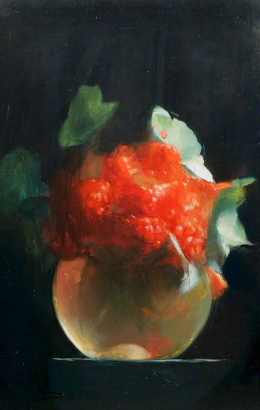Red Berries and Flowers in a Gold Vase