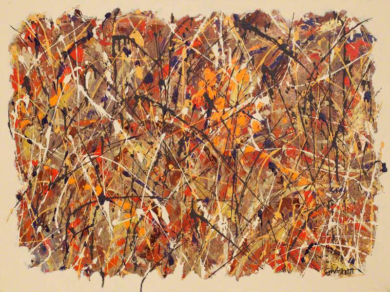 Abstract: Black, Orange and Brown on Beige