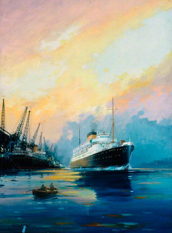 SS 'Amsterdam' Leaving Port