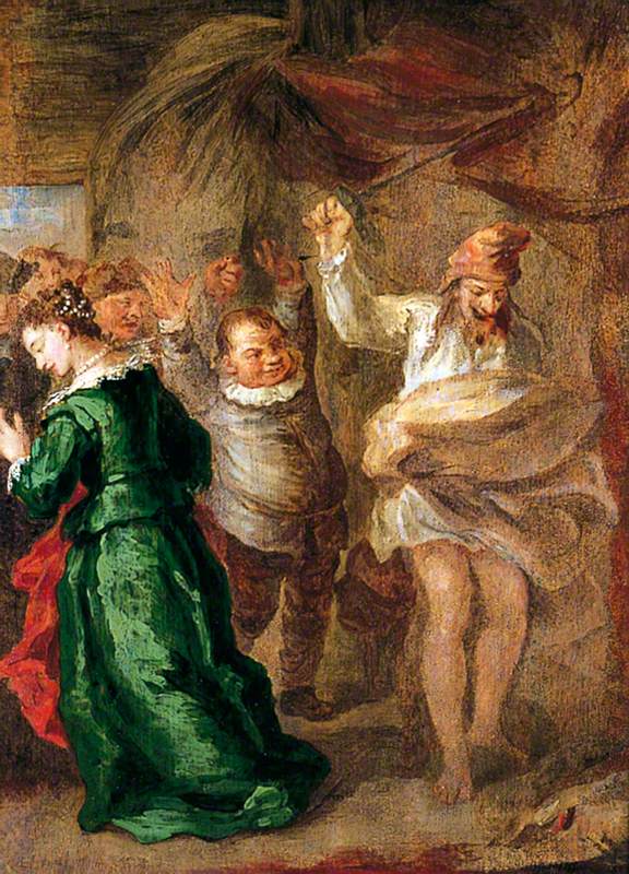 'Don Quixote mistakes the wine skins for a giant'