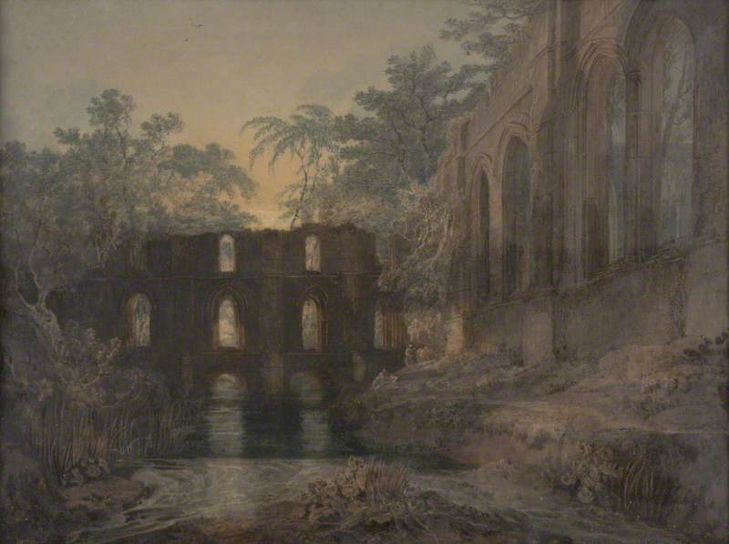 The Dormitory and Transept of Fountains Abbey – Evening