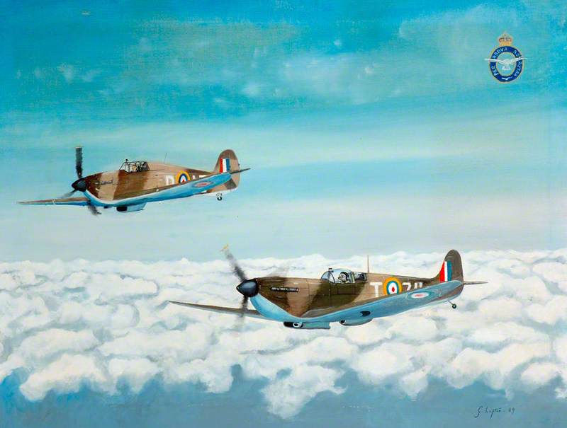 Spitfire and Hurricane in Flight