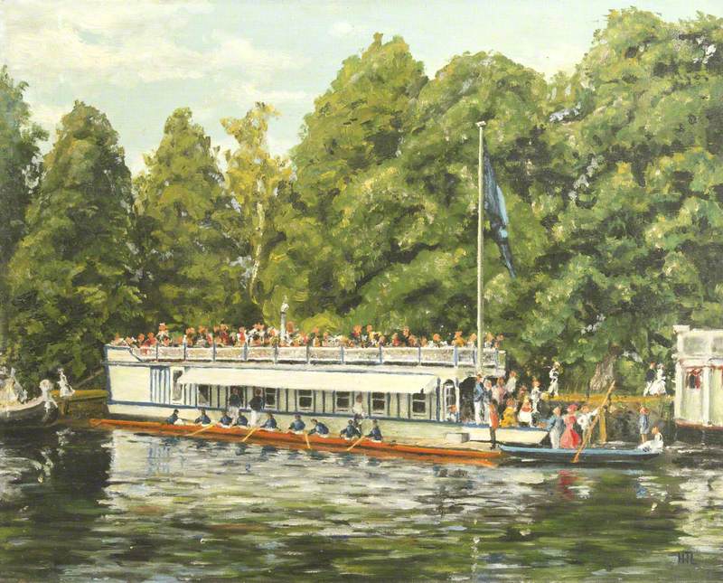 The Lincoln College Barge, Summer Eights, 1957