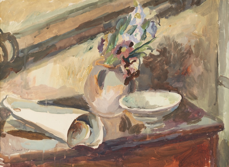 Still Life with Flowers and Roll of Paper