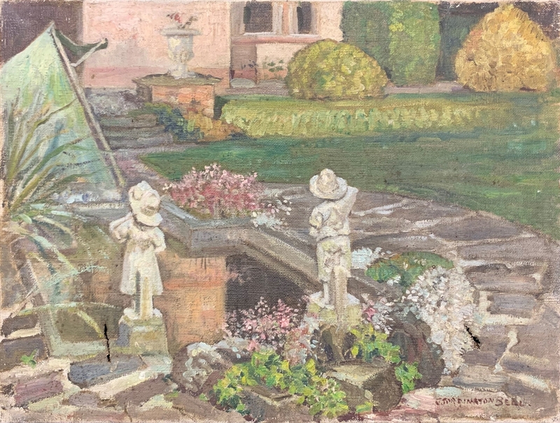 Unknown Garden Scene (Two Stone Figures)