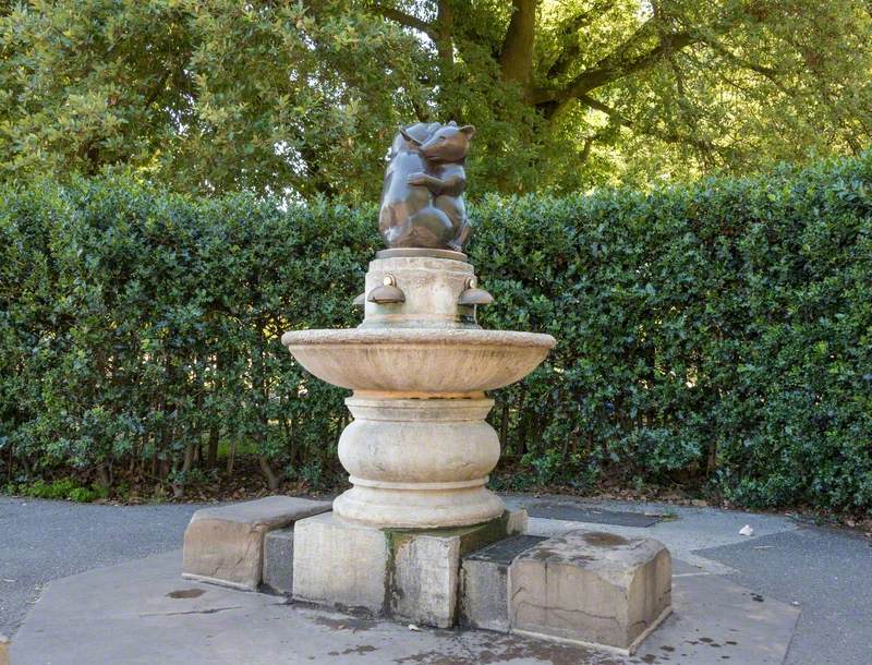 Two Bears Drinking Fountain