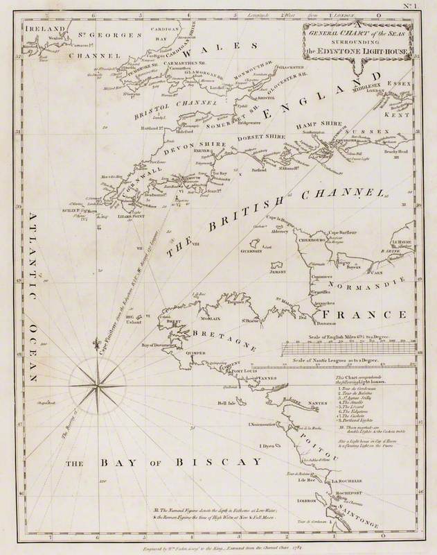 General Chart of the Seas Surrounding the Edystone Lighthouse