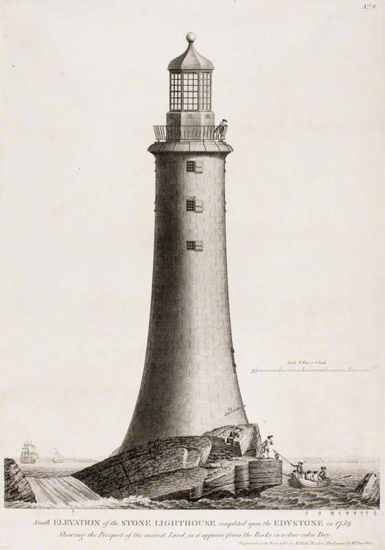South Elevation of the Stone Lighthouse Completed upon the Edystone (Eddystone) in 1759