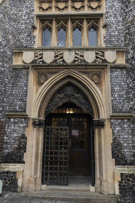 Decoration of Southern doorway of Guildhall