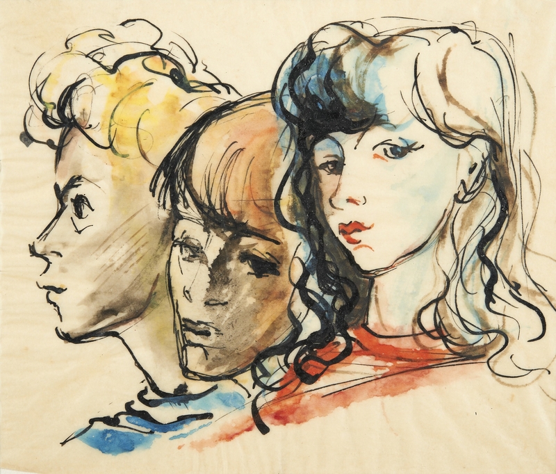 Heads of Three Children