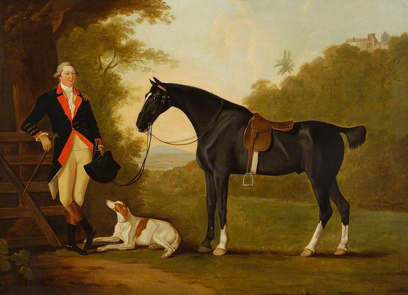 Officer of the Royal Horse Guards With His Charger and Dog