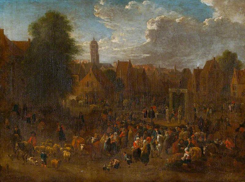Market Scene with a Harlequin