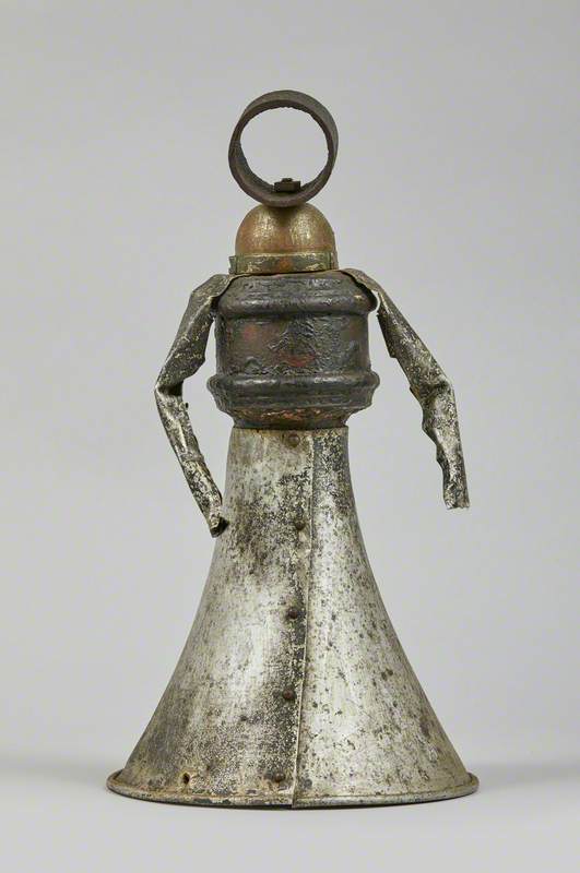 Metal Junk Sculpture: Woman with Bell-Shaped Skirt