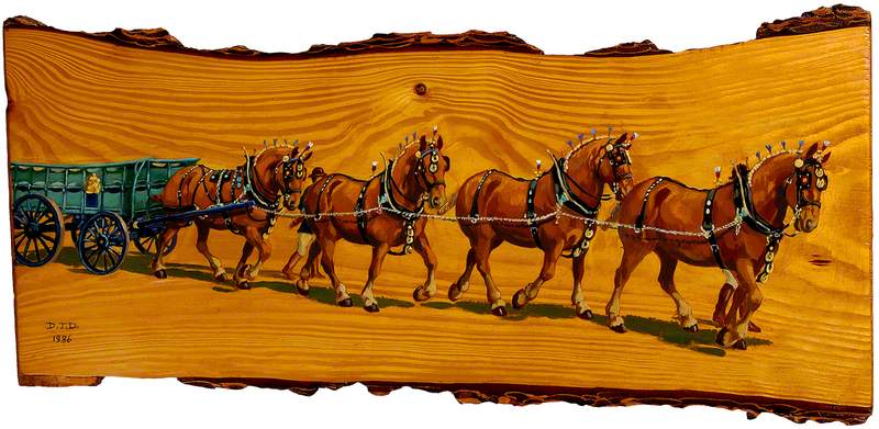 Team of Suffolk Punches Drawing a Miller's Wagon