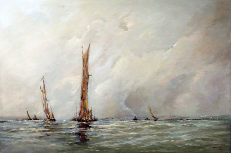 Seascape with Thames Sailing Barges