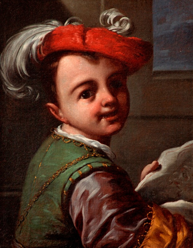 A Boy Holding a Caricature