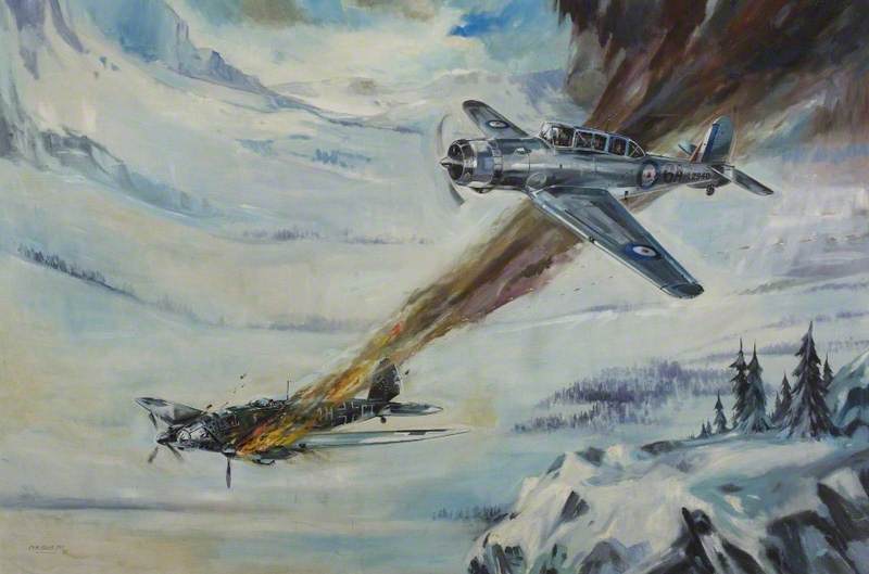 Skua Shooting Down Heinkel, Norway, 1940