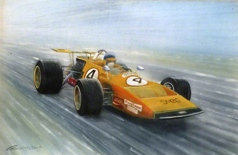 Ronnie Peterson Driving Orange Formula 1 Racing Car
