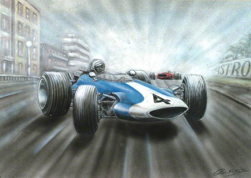 Blue and White Racing Car No. 4