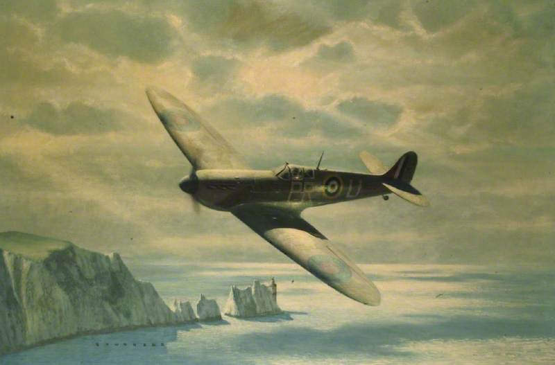 'Defender of this Sceptred Isle', Spitfire over the Needles