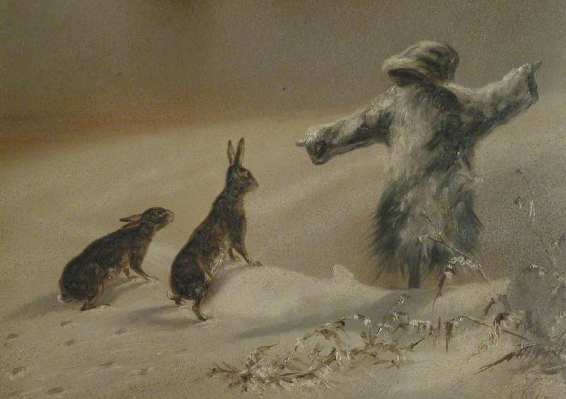 Scarecrow and Two Hares