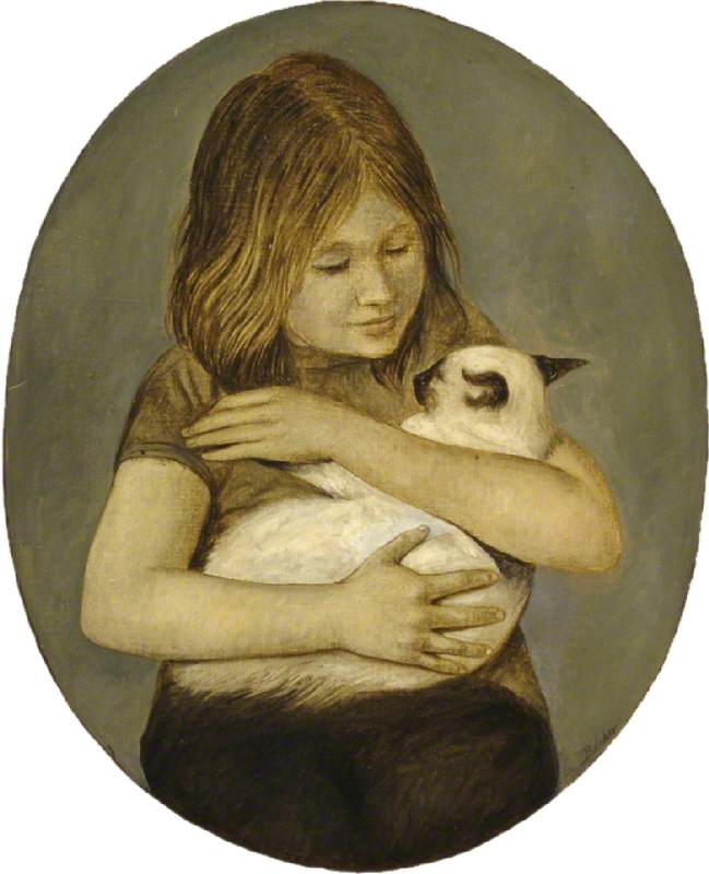 Girl with Siamese Cat