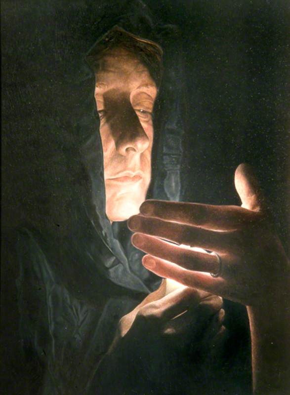 Woman with a Shielded Candle