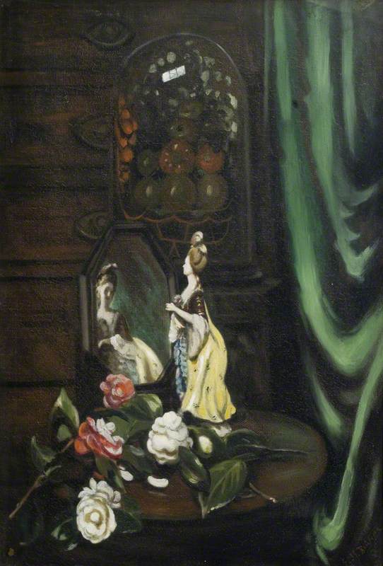 Figure in Green Curtain