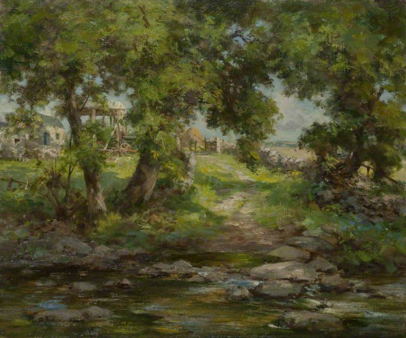 River with Trees and Farm
