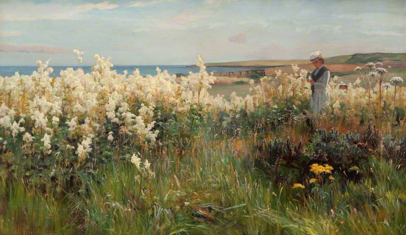Girl in a Field with Blossom
