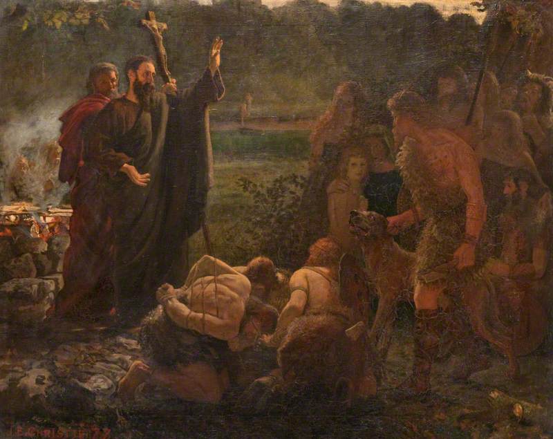The Introduction of Christianity to Britain: Christian Missionaries Interrupting a Human Sacrifice