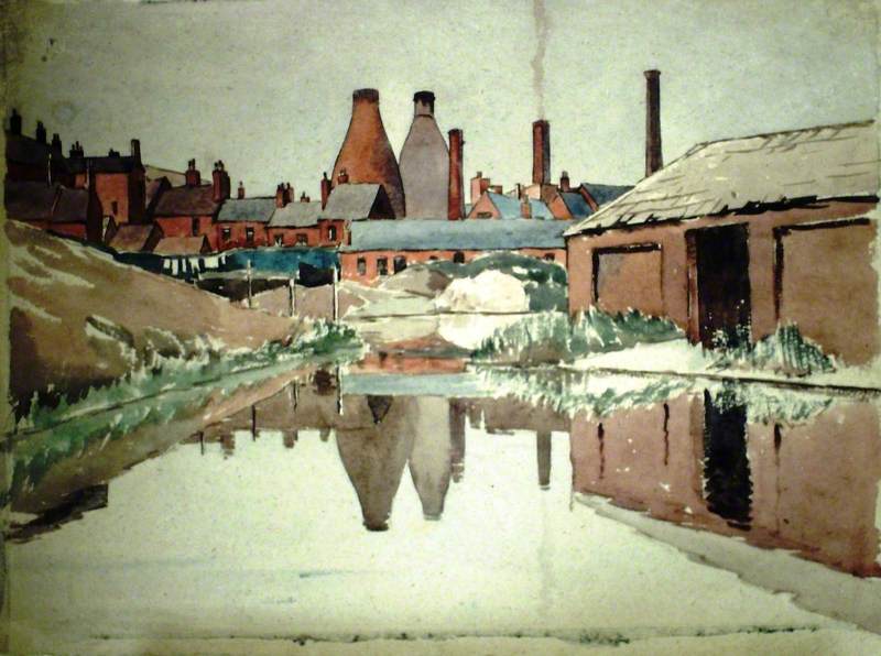 Canal Scene with Bottle Ovens
