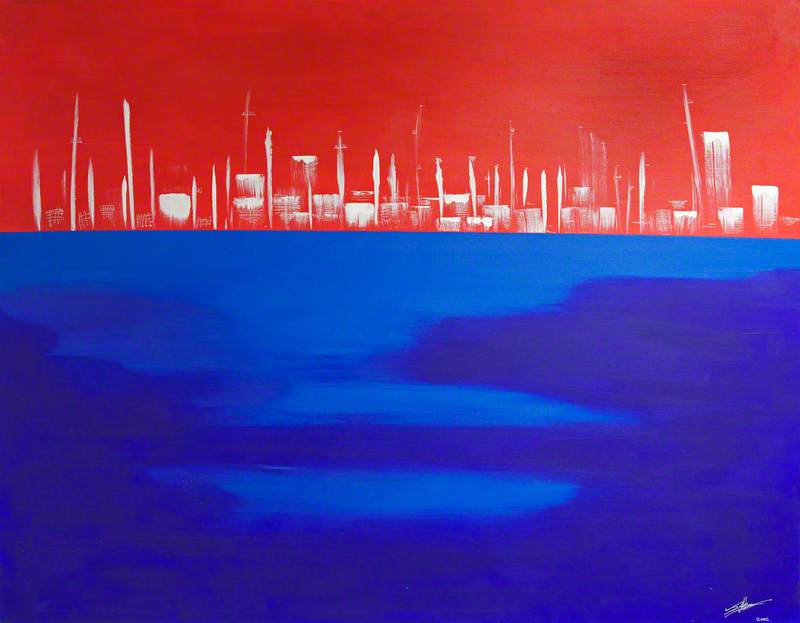 Waterfront in Red and Blue