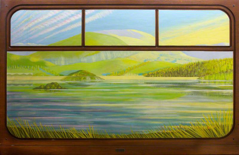 View from a Railway Carriage; Tanygrisiau Reservoir