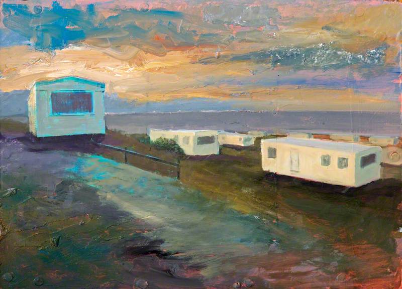 Caravans, Estuary and Sunset