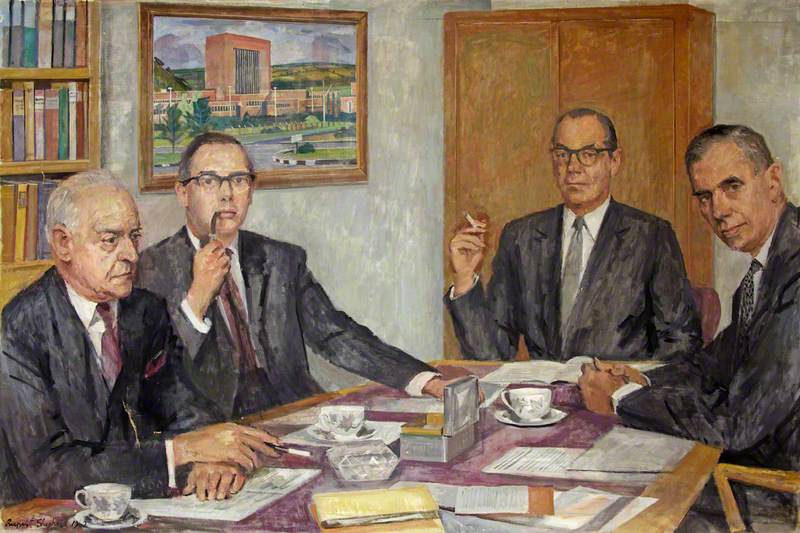 The Board Room of British Nylon Spinners with Four Male Executives