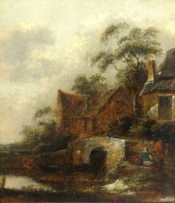 A River Scene with Figures