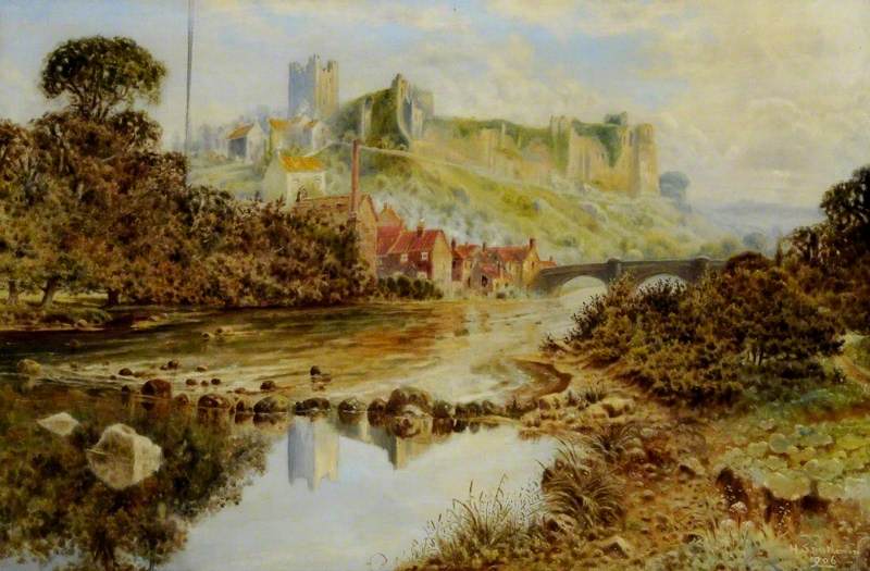 Richmond Castle, North Yorkshire from the Swale