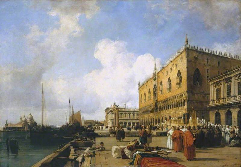 Venice: Ducal Palace with a Religious Procession